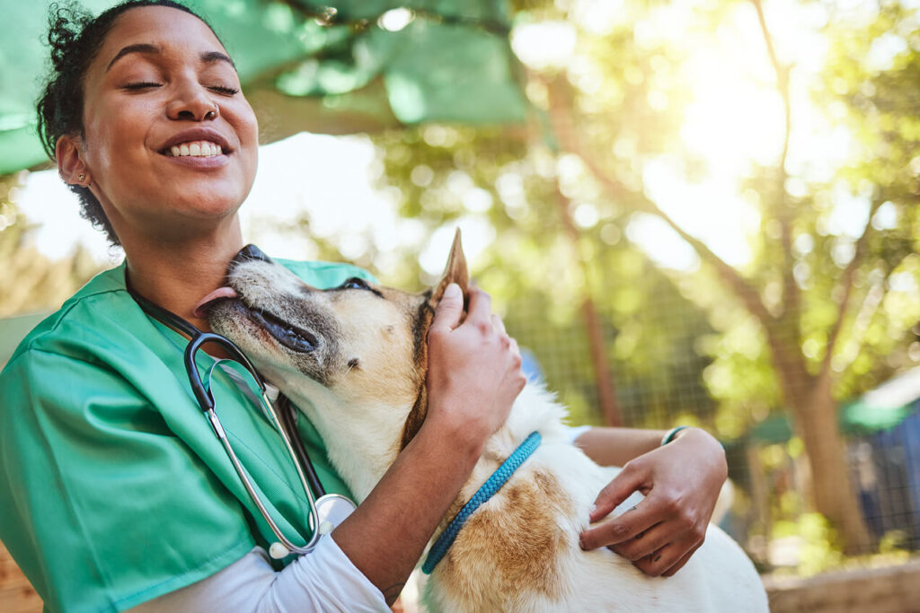 dog-licking-nurse-and-hugging