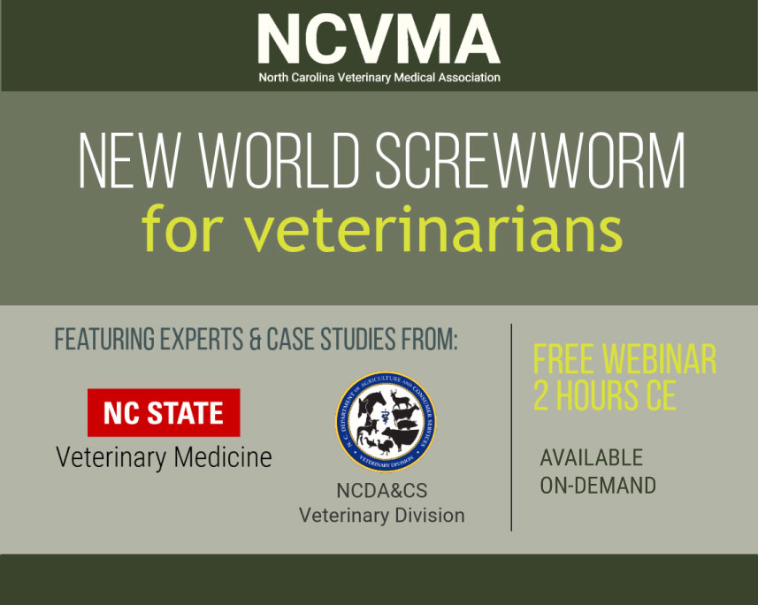 Graphic promoting New World Screwworm for Veterinarians webinar